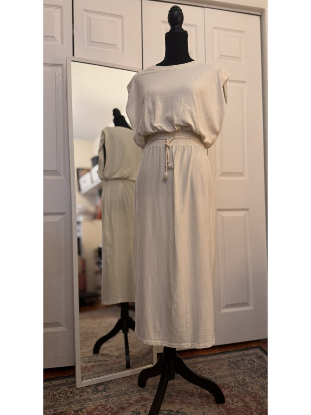 Ivory Midi Casual Chic Jersey Lightweight Dress I Zara Medium